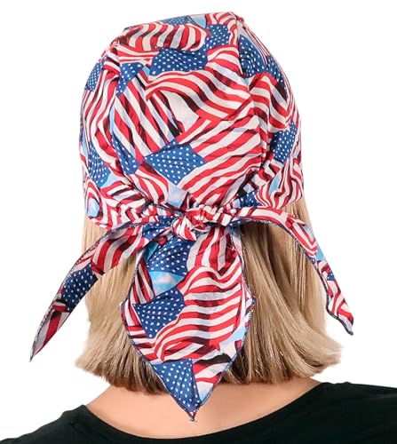 Sparkling EARTH - American Made Skull Caps Doo Rags Do Rag Durag Headwrap Head Wraps Skullies - Made in The USA! - color: Freedom in the Breeze (Usa Flag)