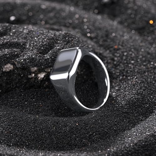 King Will Men's Tungsten Signet Rings Thumb Pinky Biker Band Ring For Men High Polished Plain Wedding Statement Ring Comfort Fit Size 7-12 - color: Silver