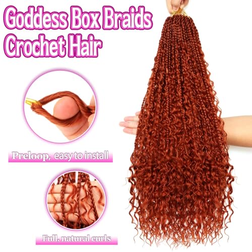 Goddess Boho Box Braids Crochet Hair-8 Packs 24 Inch Crochet Box Braids for Black Women Pre Looped (#350, 24 Inch (Pack of 8)) - color: #350, size: 24 Inch (Pack of 8)
