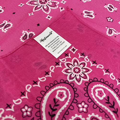 Bandanas Gift Set 12 Pack Soft Thin Handfeel Cotton Bandanna Scarf for men - color: Hot Pink