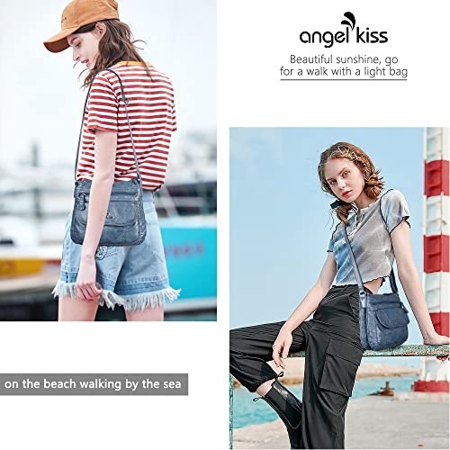 Angelkiss Small Womens Crossbody Bag Leather Shoulder Purse for Women Hobo Bag with Adjustable Shoulder Strap - color: 1-blue