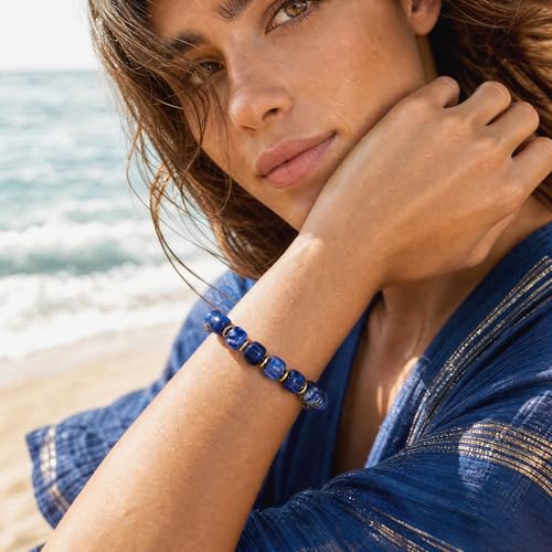 Chunky Beaded Bracelets for Women Boho Multicolor Acrylic Resin Beads Bracelet Adjustable Statement Bracelet Summer Beaded Jewelry - color: Beads bracelet-dark blue