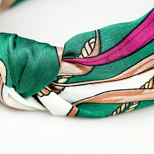 DRESHOW 4 Pack Boho Fashion Turban Headbands for Women Girls Flower Printed Plastic Head Band Vintage Cross Hair Accessories - color: 4 Pack Knot Cloth Wide A