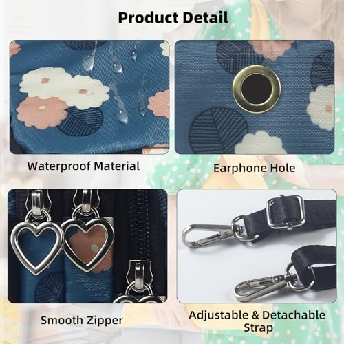 JANKS Small Crossbody Bag for Women - Mini Phone Purses with Crossbody Strap and Wallet - Nylon Arm Bag - color: Ab-blue Circle
