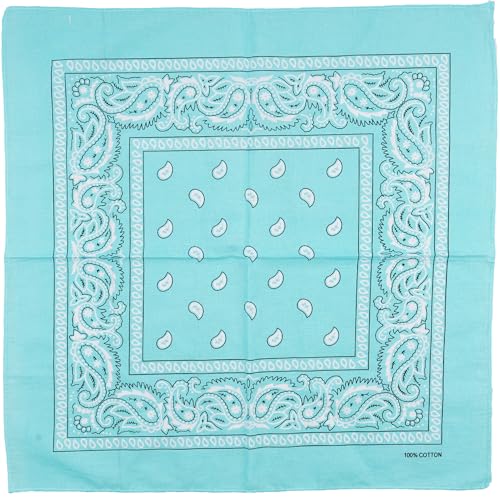 Raylarnia Bandana Multi-Purpose 100% Cotton Headbands for Women, 22 inch Paisley Cowboy Bandanas for Men - color: Mint