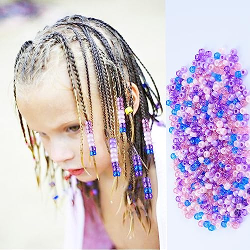 1606pcs Hair Beads Kit for Hair Braids for Girls Including 600pcs 9x6mm Pony Beads,1000pcs Elastic Rubber Bands, and 6pcs Quick Beaders