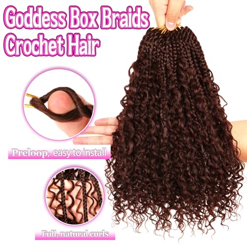 Goddess Boho Box Braids Crochet Hair-8 Packs 14 Inch Crochet Box Braids for Black Women Pre Looped (#4, 14 Inch (Pack of 8)) - color: #4, size: 14 Inch (Pack of 8)