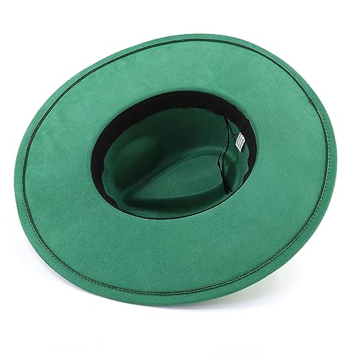 LIDHAY Big Wide Brim Fedora Hats for Women Men Western Suede Hat Panama Hat Outdoor Hats - color: Green