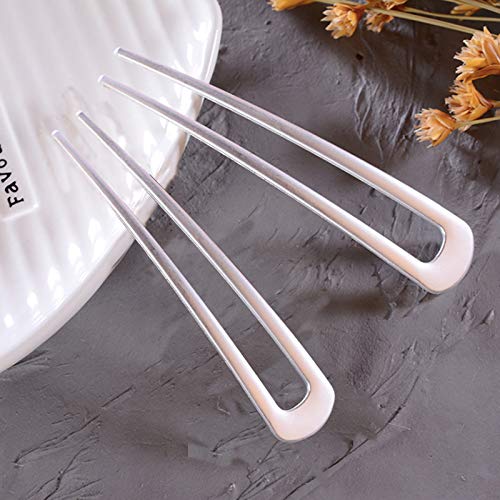 [2 Pack] Benefree U-Shape Hairpins, Bride Hair Accessories Hair Pins Clip Vintage Hair Stick,Hairstyle Chignon for Women Girls-Silver - color: 2P Silver