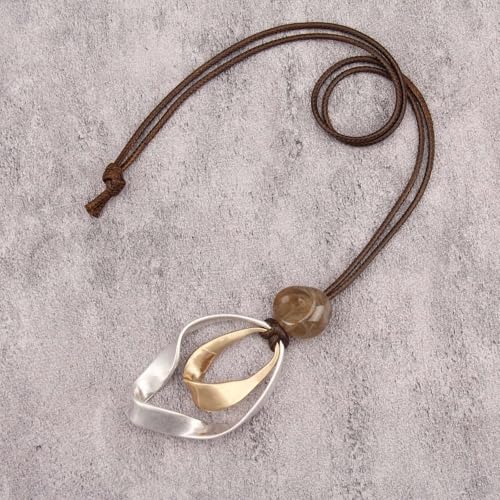 Jeilwiy Leather Necklace for Women Funky Necklace Choker String Cord Necklace with Pendant Boho Style Jewelry - style: Twisted Pendant Necklace
