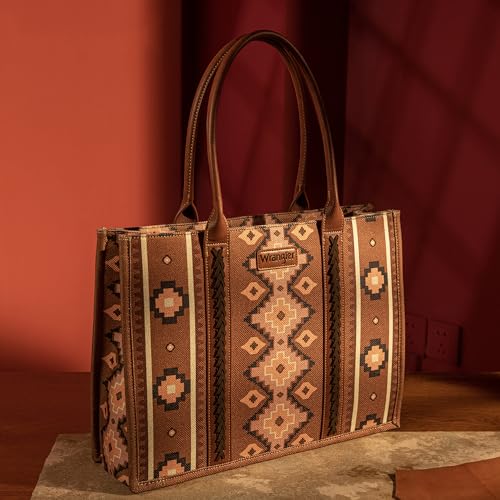 Wrangler Aztec Tote Bag for Women Boho Shoulder Purses and Handbags - color: Angel Diamond Oakwood