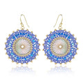 Colorful Bead Earrings For Women Summer Beach Handmade Bead Earrings Bohemia Hoop Dangle Earring For women - color: Blue