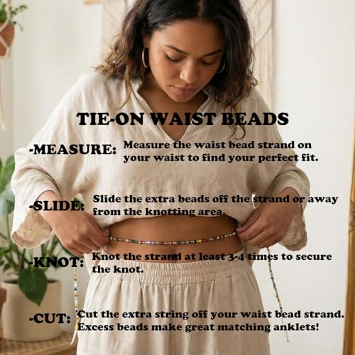 Multicolor Clear Variety Waist Beads, 44-Inch Tie-On Strand - color: Orange