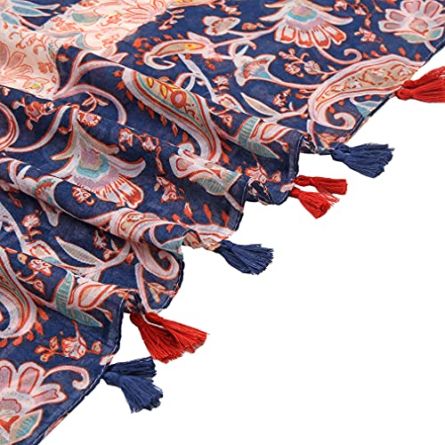 Yeieeo Boho Scarf for Women Lightweight Floral Printed Scarf Fall Winter Fashion Fringed Shawl - color: Floral 15