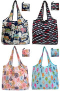 Reusable Grocery bags, 4 Pack - Lightweight And Compact, Grocery Totes Animal Printed, Machine Washable And Durable, Ideal For Groceries, Travel, And Daily Use - color: Cartoon Fish 4 Pack