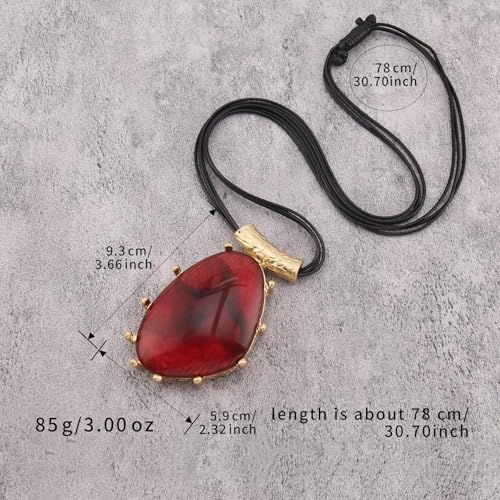 Leather Necklace for Women Large Pendant Hippie Choker Necklace Vintage Sweater Necklace Chunky Boho Necklaces for Women - style: Leather Vintage Necklace