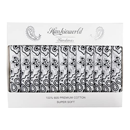 Bandanas Gift Set 12 Pack Soft Thin Handfeel Cotton Bandanna Scarf for men - color: White