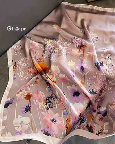 Satin Bandana Headscarf for Women Silky Hair Scarves for Fashion Lightweight - color: 14-pink Colorful Flowers