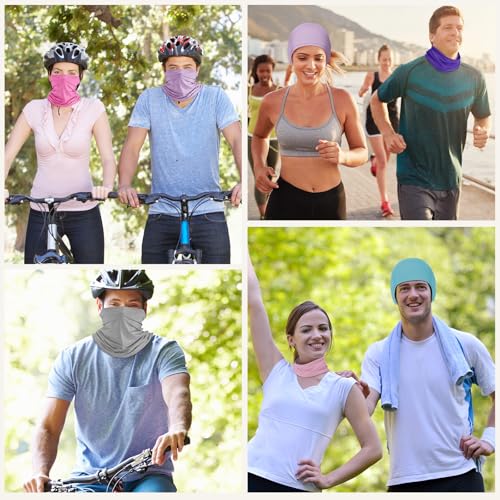 Geyoga 6 Pieces Summer UV Protection Cooling Neck Gaiter Face Clothing Neck Gaiter Mask Scarf Sunscreen Breathable Bandana - color: Cute Colors