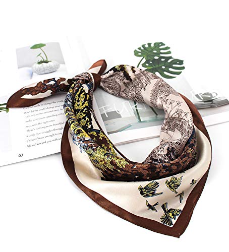 ANDANTINO 100% Mulberry Silk Scarf -21” Square Neckerchief with Gift Packed - color: Forest