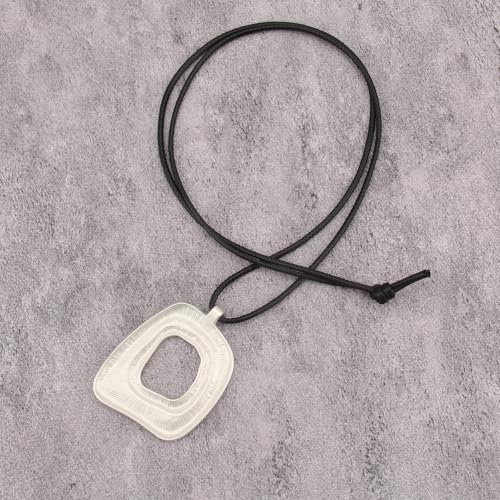 Bohemian Women's Leather Long Pendant Necklace Sweater necklace Adjustable Retro Woven Handmade Jewelry - color: Silver Square
