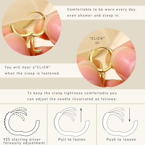 MILACOLATO 925 Sterling Silver Hoop Earrings for Women 18K Gold/Rhodium Plated Drop Dangle Hoop Earrings with Charms Cross Spike Moon Star Paperclip Link Statement Earrings Convertible Link Huggie Earrings Hypoallergenic - color: Gold Tone : Hoop with Dan