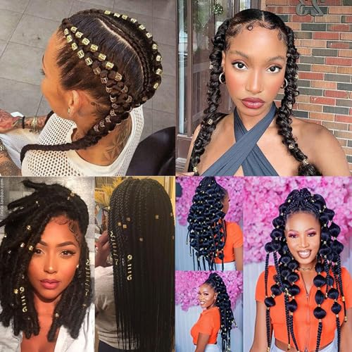 53 Pcs Gold Hair dreadlock hair beads hair jewelry for braids accessories for Women Men Hair Accessories Styling Tools US189