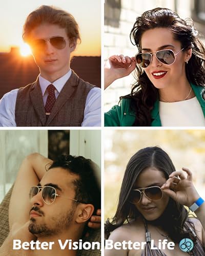 JOOX Polarized Aviator Sunglasses for Women Men, UV400 Protection Lens and Lightweight Metal Pilot Frame JX2775 - color: Gold/Brown Gradient