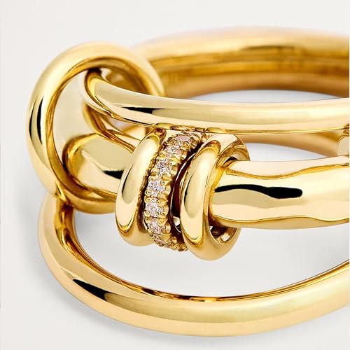 SLOONG Gold Stackable Rings for Women Non Tarnish, Dainty 18K Gold Plated Cubic Zirconia Rings, Silver Rose Gold Rings Set, Multi Ring Mixed Metals Stackable Ring Set for Women - style: 3PCS Gold