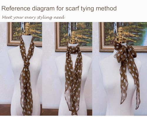 Polka Dot Chiffon Scarf-Breathable Neck Scarf,Fashion Head Wrap for Women All Seasons(Black&polka Dot)