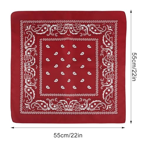 NACHLYNN 10/20pcs Paisley Bandanas Assorted Bandanas Cowboy Polyester Headbands Square Scarf Headwear - color: Khaki, Black, Burgundy