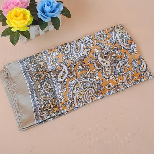 35 Inches Silk Head Scarf-Satin Hair Scarves Silk Bandana Scarf Headscarf for Women's Fashion Scarves - color: Paisley-camel