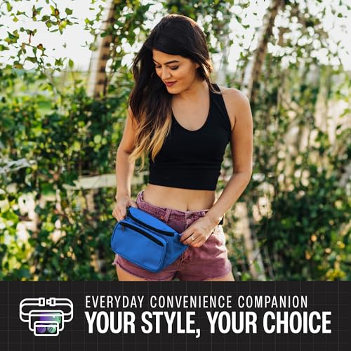 Blue Fanny Pack Belt Bag I Mens Fanny Packs for Women Fashionable - Crossbody Bag Bum bag Waist Bag Waist Pack - Hands Free for Hiking, Running, Travel, Waterproof and more - color: Blue - Solid