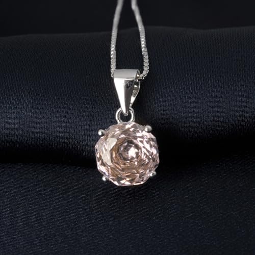 2ct Octagon Cut Morganite & Pink Cubic Zirconia Pendant Necklace - 18 inches 925 Sterling Silver Box Chain for Women, Gift Ready Jewelry