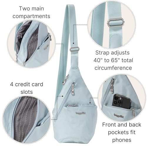 Baggallini Mini Sling - 12x7 Sling Crossbody Bag Backpack with Adjustable Shoulder Strap - color: Pool