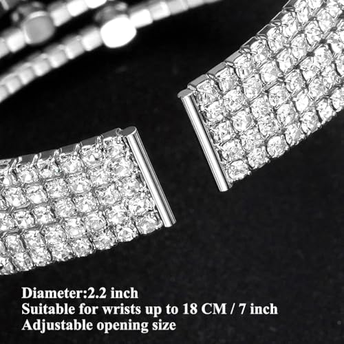 Suyi Rhinestone Bracelet Multilayer Gold Cuff Bracelet for Women Crystal Braidal Bracelets - color: Silver 8