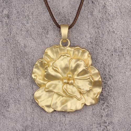 Leather Necklace for Women Vintage Boho Necklaces Black Cord Choker With Pendant Casual Chunky Leather Necklace Trendy - style: Gold Flower Necklaces