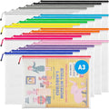 JARLINK A3 (16.5x12.6 in, 24 Pcs) Mesh Zipper Pouch, 12 Colors Extra Large Zipper Bags, Waterproof File Pouches for Office Supplies, Puzzles, Board Game, School, Travel Accessories & Craft Projects - style: 24pcs