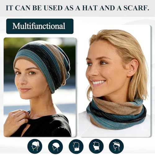 Chemo Headwear for Women Soft Cotton Slouchy Beanie Hat Scarf for Cancer Care - color: Khaki