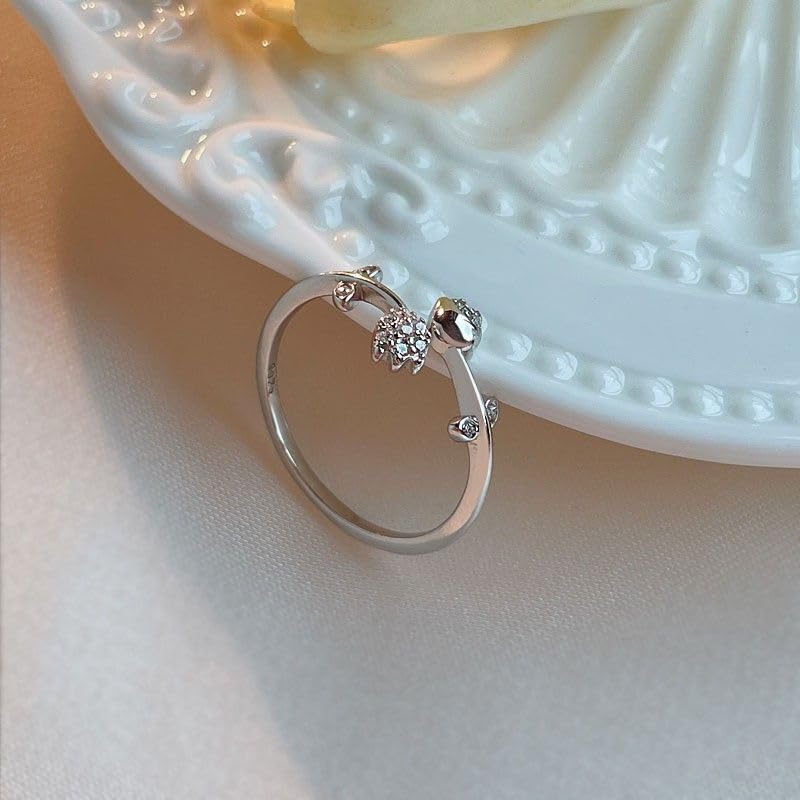 Adjustable Women's Cubic Zirconia Leaf Shaped Ring, 18K Gold-Plated Exquisite Stackable Women's Ring, A Great Gift for Her - color: K