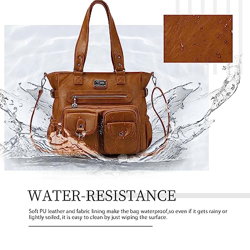 KL928 Large Purses for Women Shoulder Bag Tote Handbags Stylish Vegan Leather Hobo Bags Ladies, A-Black-4 | Large - color: 01-yellowish Brown
