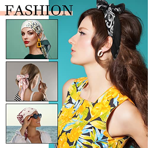 Zhanmai 8 Pcs 27.5 x 27.5 Inch Silk Bandana Square Satin Head Scarves Women Hair Scarves Hair Wrap Neck Scarf for Sleeping - color: Multicolor, style: Fresh