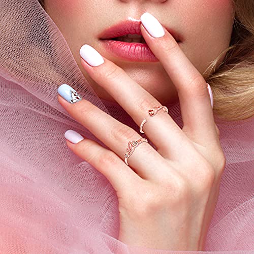 KOHOTA 12PCS Adjustable Knuckle Rings for Women 14K Gold Plated Silver Simple Stacking Rings Pack Open Knot Star Moon Butterfly Dainty Thumb Ring Set for Women - color: 2-Rose gold color