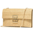 SWEETV CHUNLI Straw Purse Woven Beach Bag Summer Clutch Purse Boho Crossbody Bags for Women Small Raffia Shoulder Bag - color: Khaki