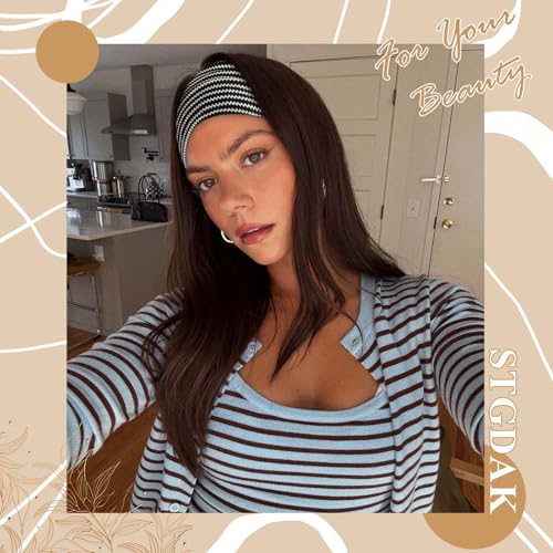 Boho Headbands For Women Wide Head Bands Knotted Turban Head Wraps Stripe Hair Scarf Leopard Printed Womens Headband Stylish Sweatband Cute Hair Accessories For Teen Girls 3 Pcs - color: Style 145