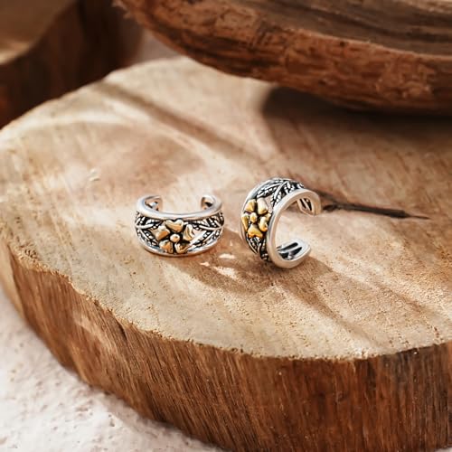 Cuff Earrings 925 Sterling Silver Ear Cuff Earrings Non-Piercing Fake Helix Cartilage Cuff Earrings Various Styles Ear Cuffs Fine Jewelry for Women - color: 4#daisy ear cuff