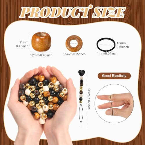 Suncalla 1502 Pcs Colorful Hair Braid Kit Including 1000 Pony Bead 500 Elastic Rubber Band 2 Quick Beader for Braid Dreadlock Accessories DIY Jewelry Making for Craft Gift(Earth Tone)