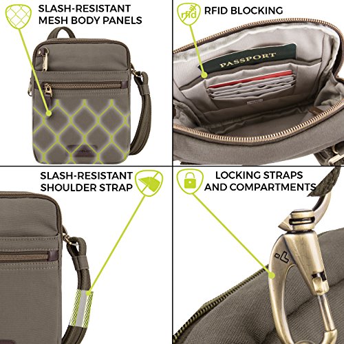 Travelon Anti-theft Courier Small N/S Slim - color: Stone Gray
