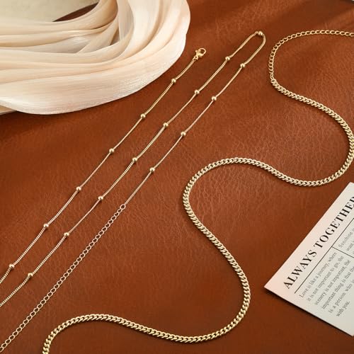 Kyerlyn Body Chain for Women 14K Gold Plated Waist Beads Chain Gold Belly Belt Cuban Layered Body Chains Waterproof Adjustable Sexy Bikini Beach Body Jewelry Daily Belts Gifts for Women 26.5-33Inch - style: Cuban+ Bead