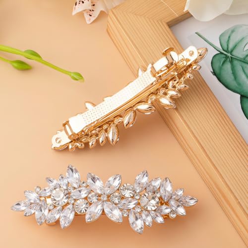 Joez Wonderful Rhinestone Hair Barrettes Clips for Women, White | Sparkly flower hair barrette accessories, non-slip, alloy made, for weddings, birthdays, parties, engagements, balls, brides - color: Rhinestone Butterfly White